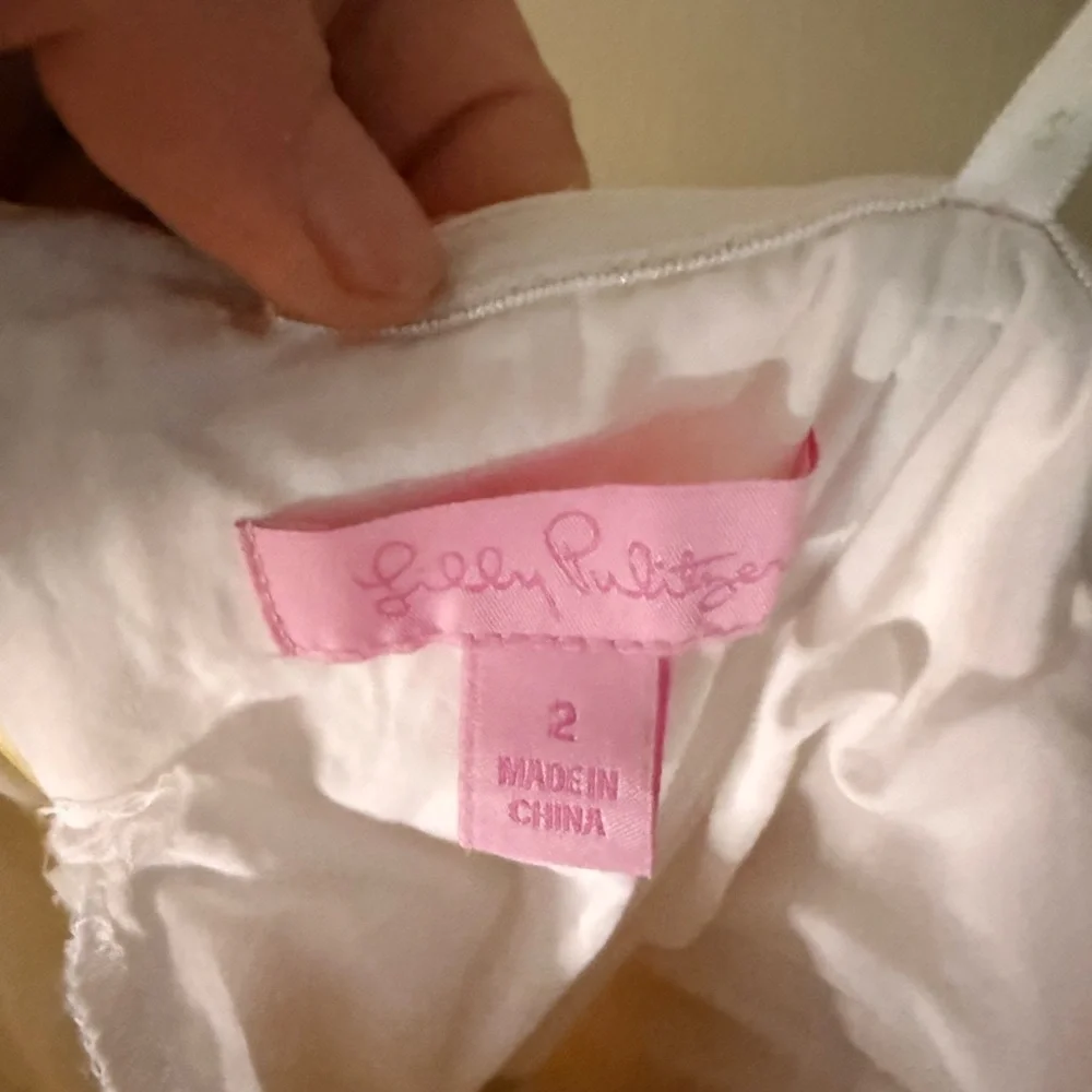 Lilly Pulitzer Strapless Yellow Dress with Pink Floral Design - Picture 8 of 10